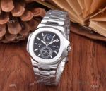 New Patek Philippe Nautilus Moon Phase Watch Stainless Steel Black Dial